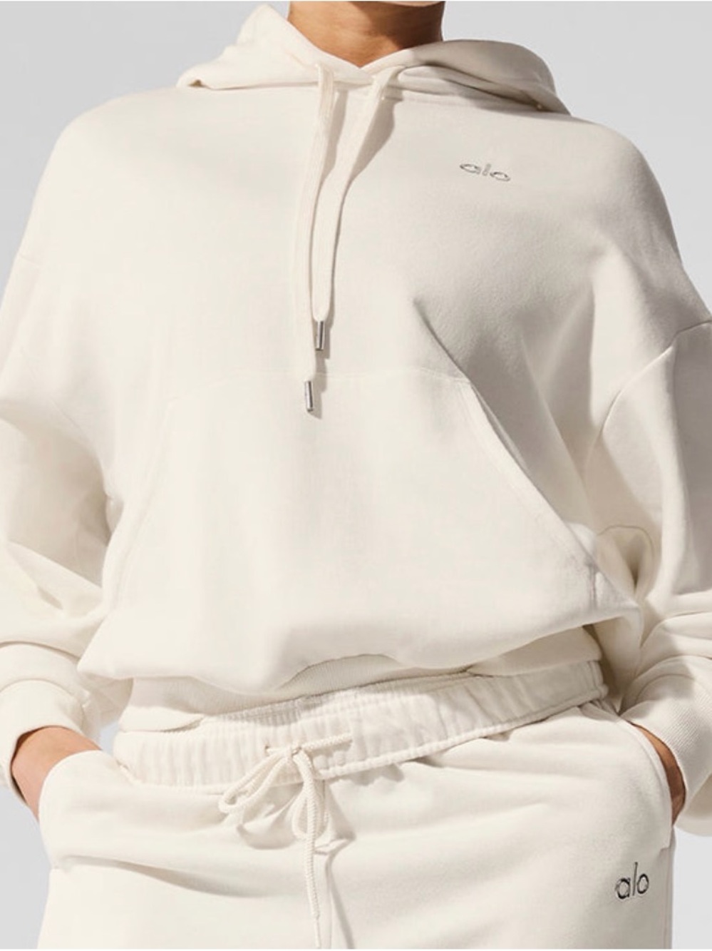 ALO Yoga Cream Oversized Hoodie with Drawstring